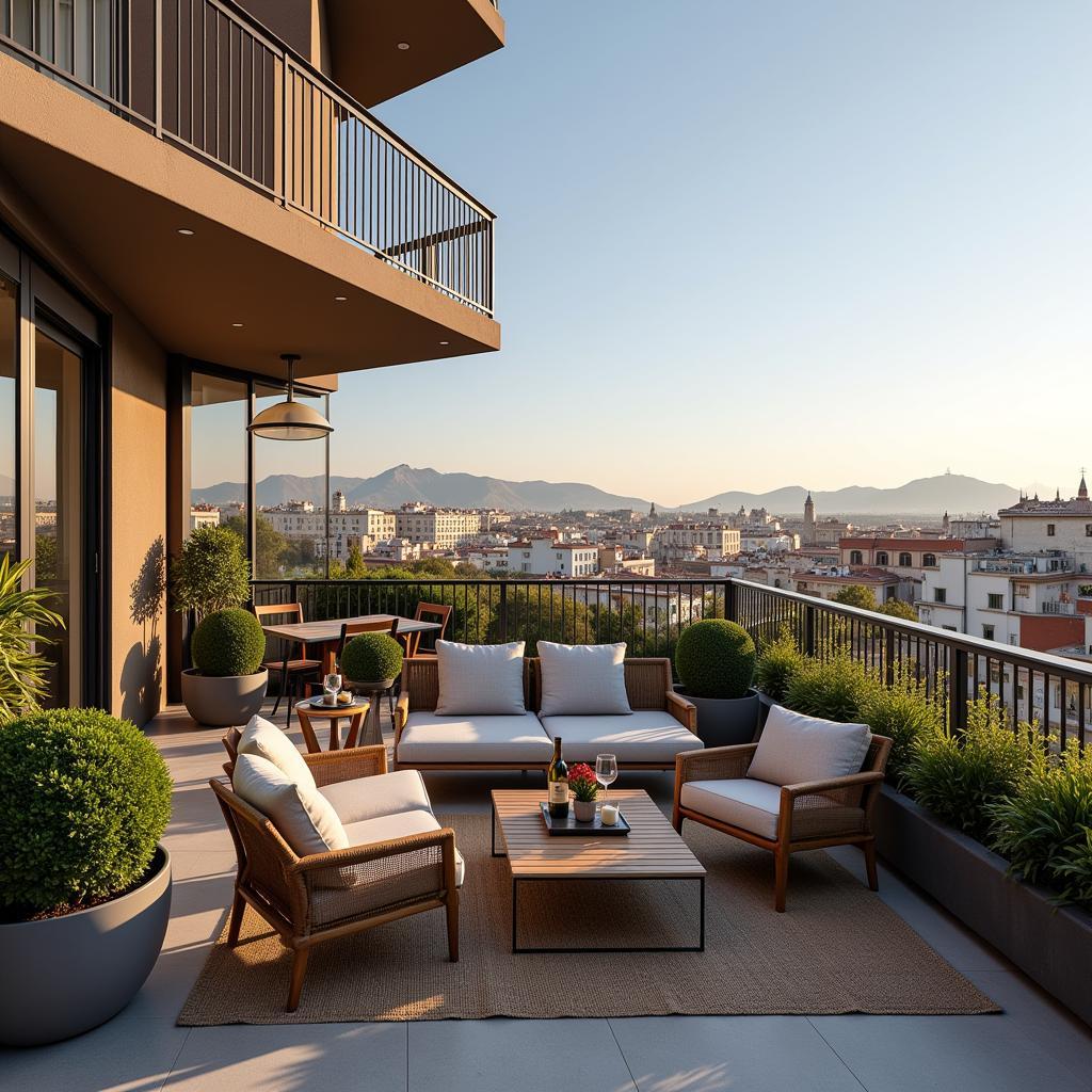 Modern Spanish Apartment with Balcony and City View