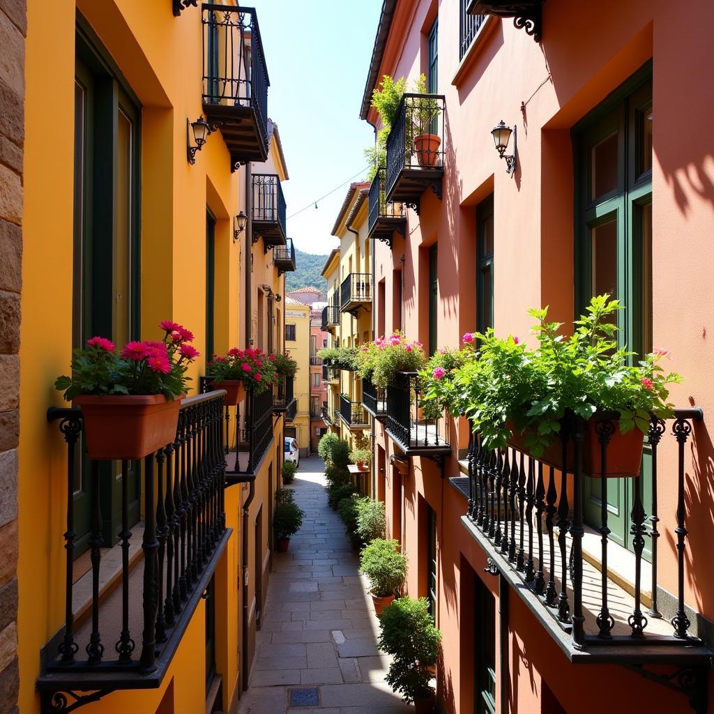 Balcony overlooking Spanish street