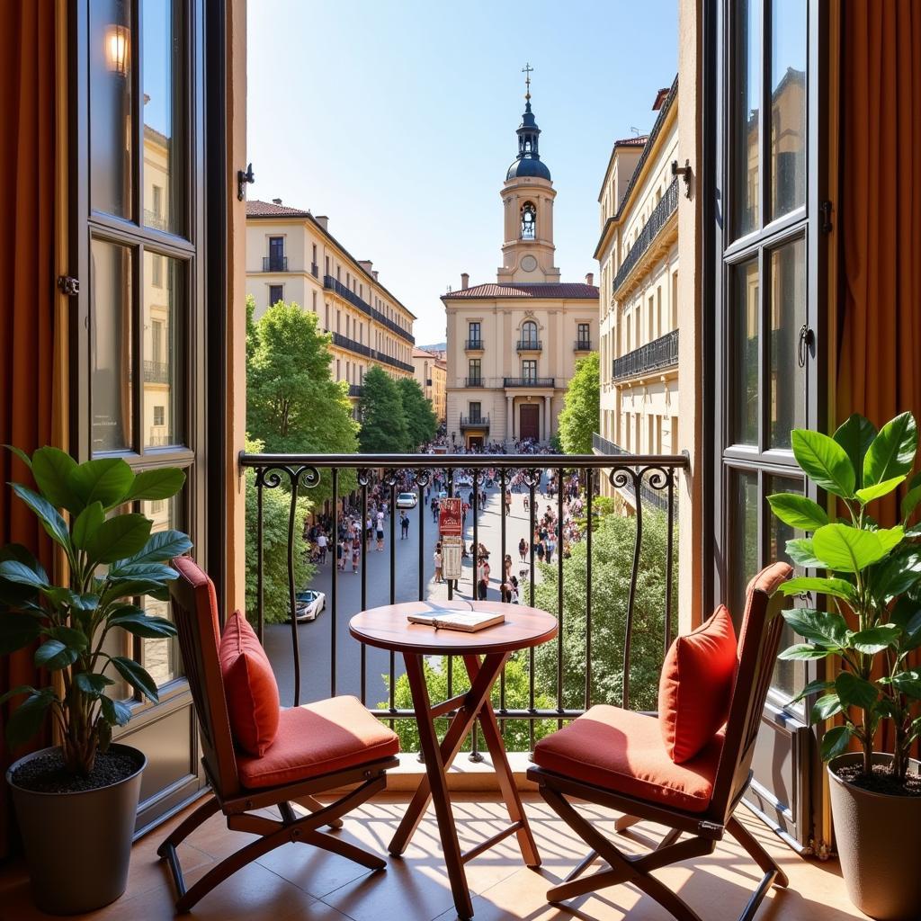 Modern Spanish Apartment Overlooking Vibrant Plaza