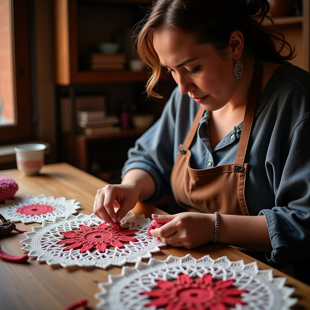 Spanish artisan crocheting