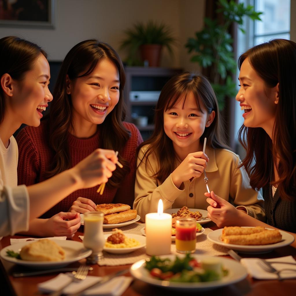 Family enjoying a meal together