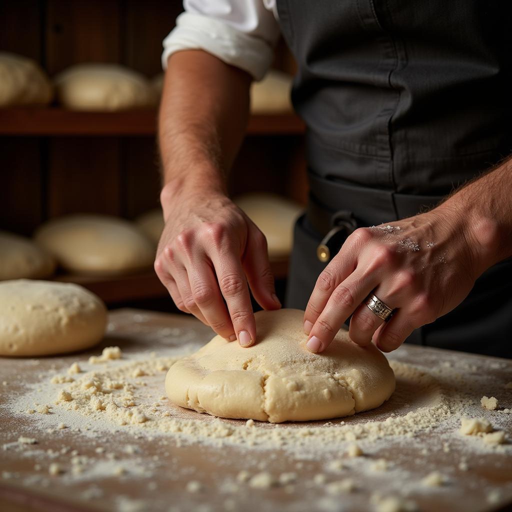 A Spanish Baker Kneading Dough