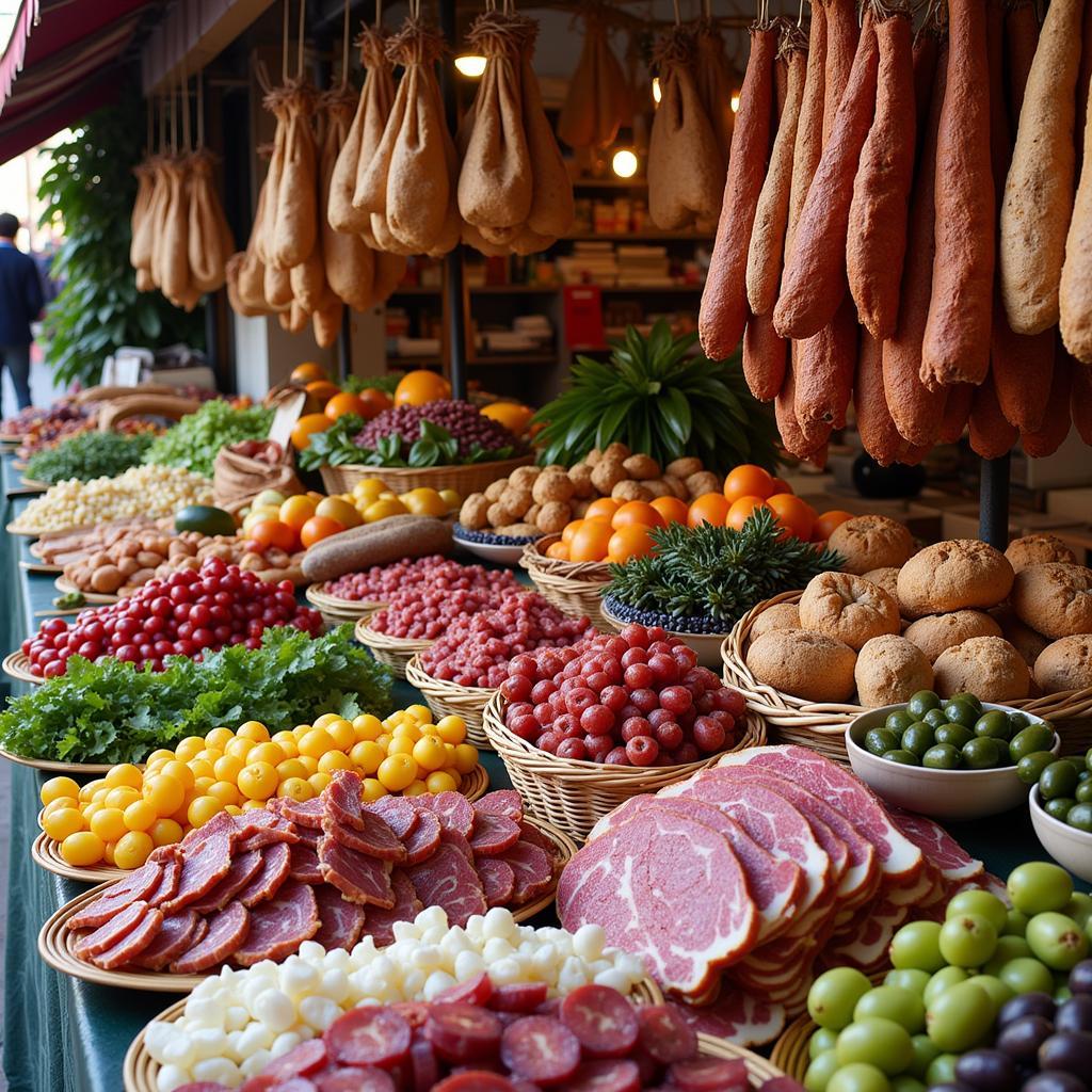 Enticing Food Stalls at a Spanish Bazar