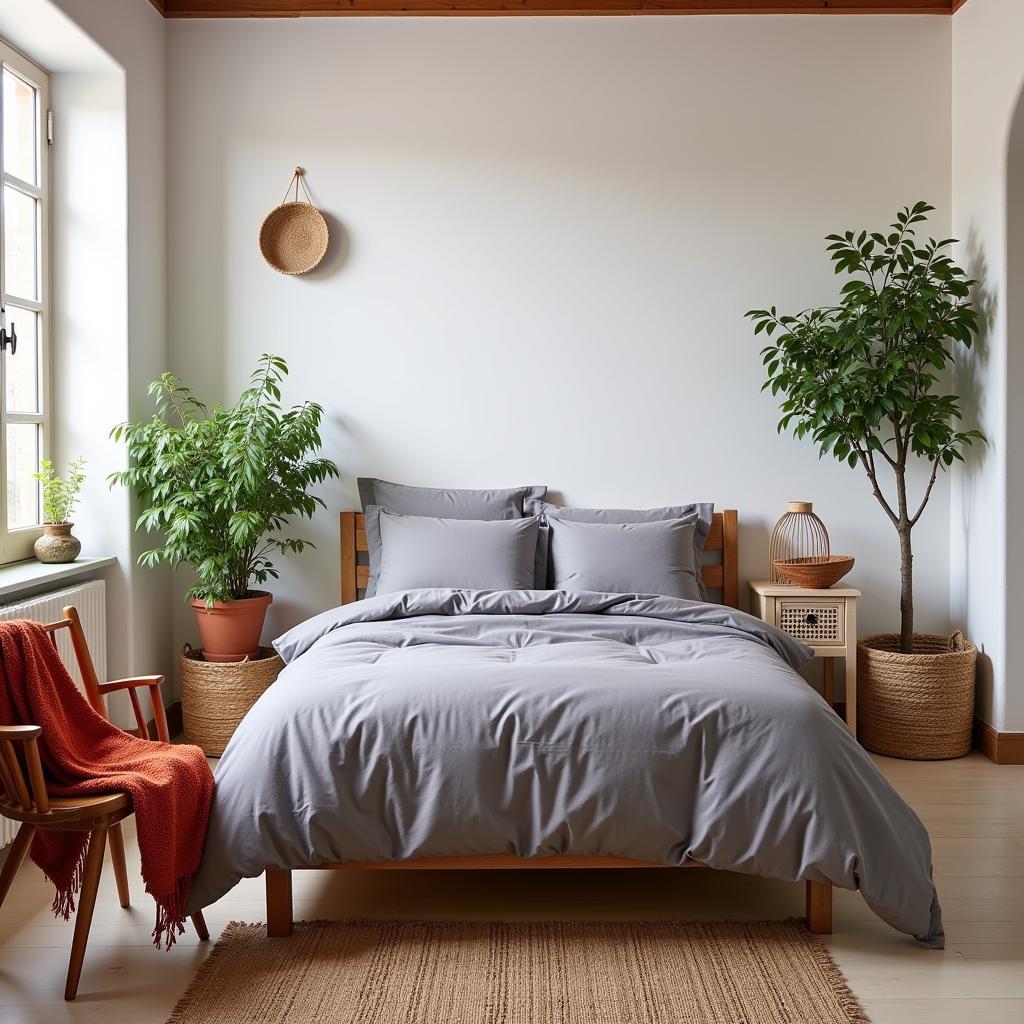 Serene Spanish Bedroom with Grey Bedding