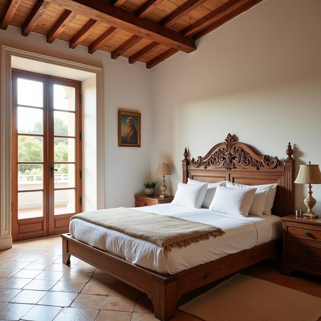 A Spanish bedroom featuring a stylish Kenay Home cabecero