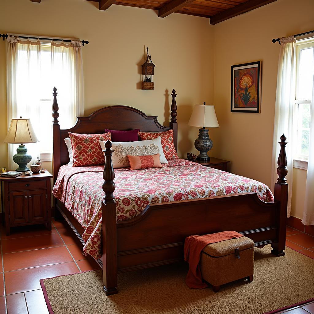 Spanish Bedroom Decor with Textiles and Patterns