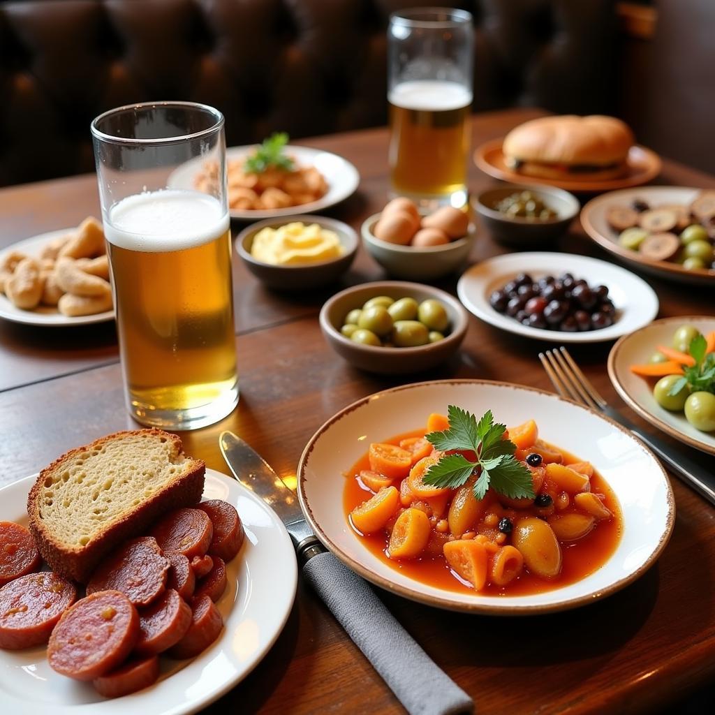 A selection of Spanish beers and tapas