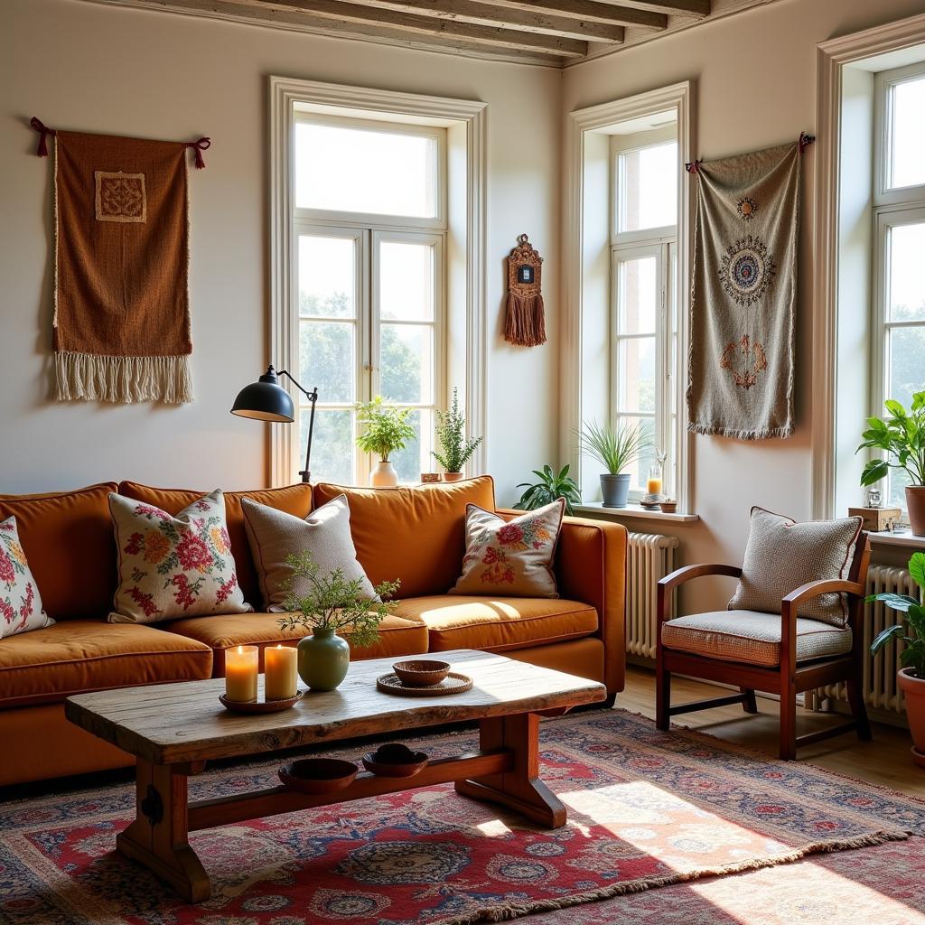 Sun-drenched Spanish boho living room