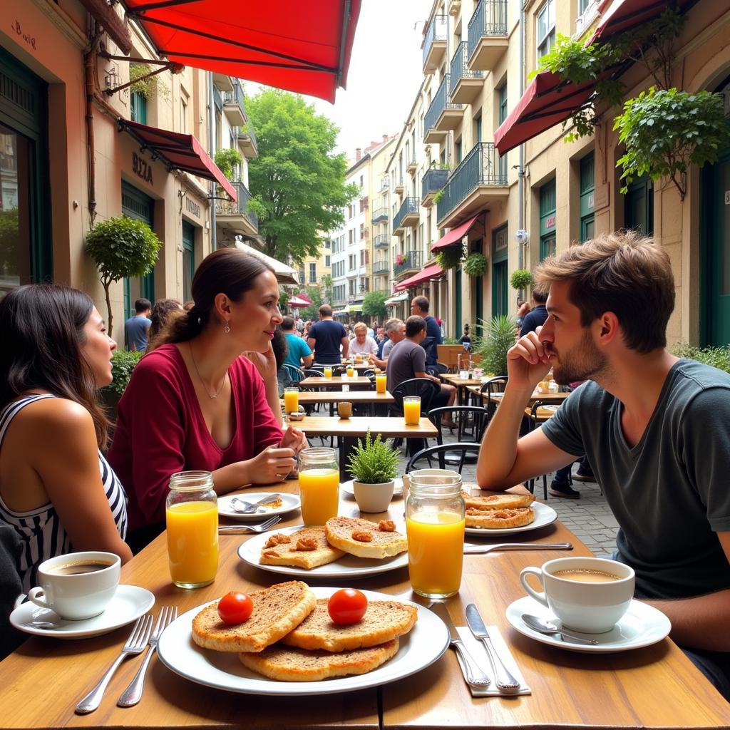 Enjoying traditional Spanish breakfast in Vilanova