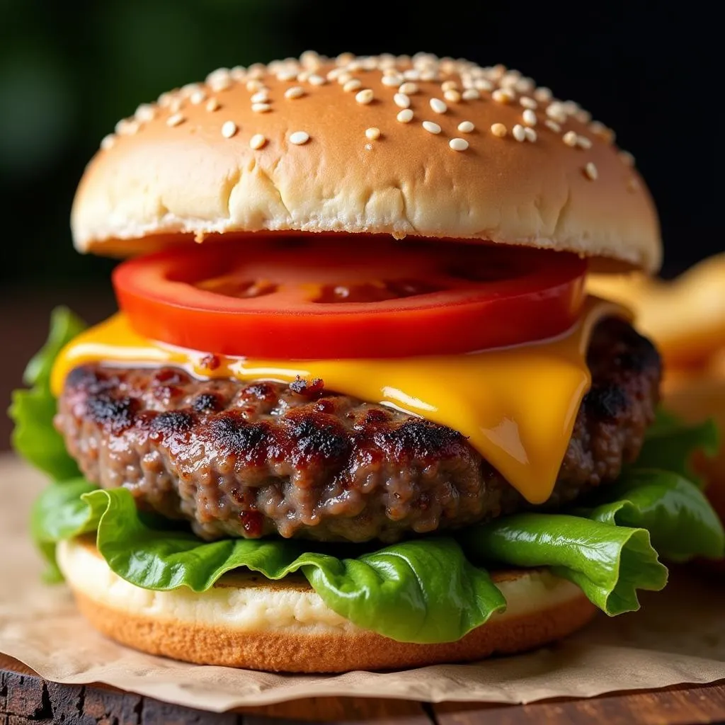 Close-up of a delicious Spanish burger