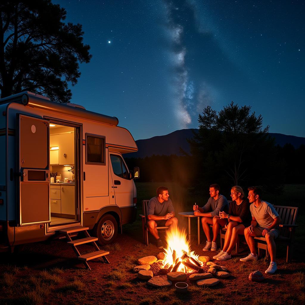 Socializing with locals at a Spanish campsite