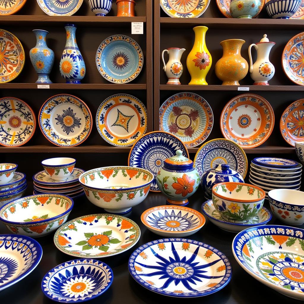 Colorful display of Spanish ceramics