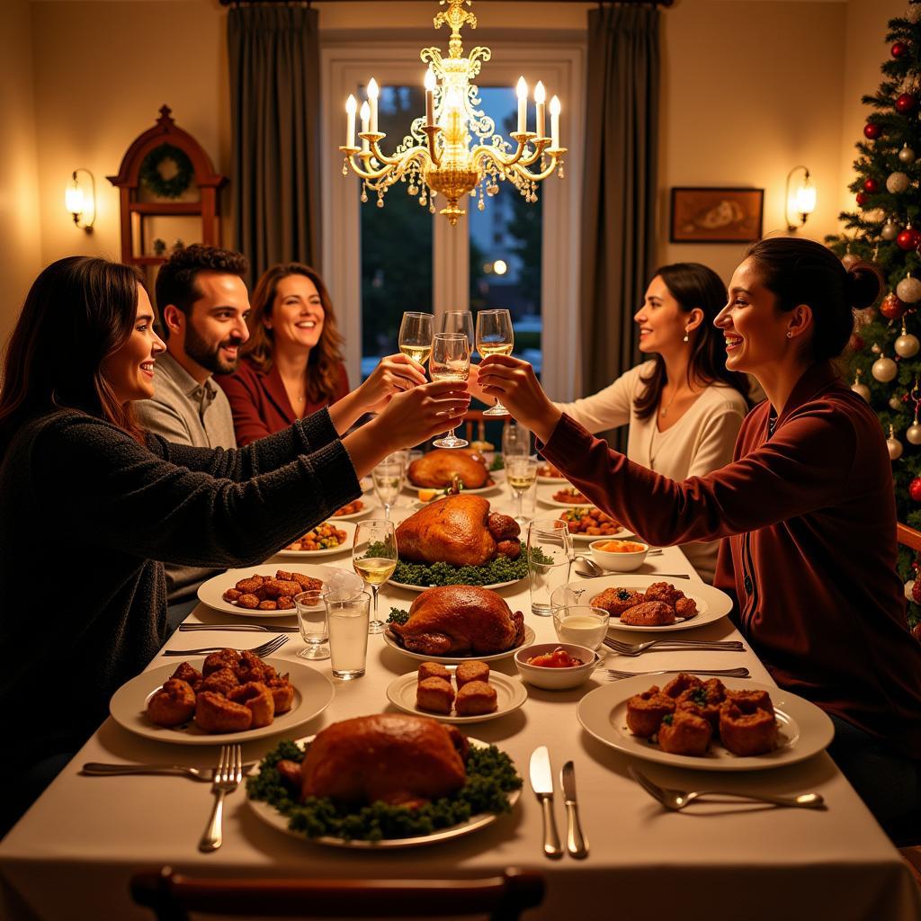 A Traditional Spanish Christmas Table Featuring a Zara Home Mantel