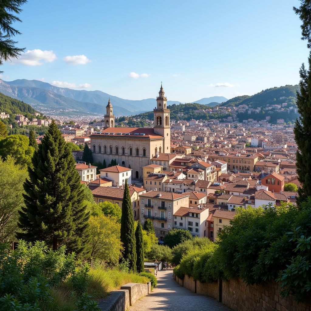 Breathtaking view of a Spanish city with colorful buildings and charming streets