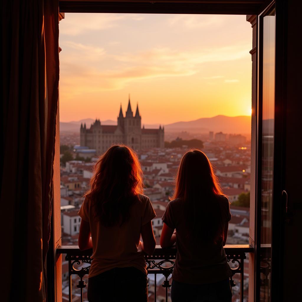 Guests enjoying a picturesque city view from their homestay balcony