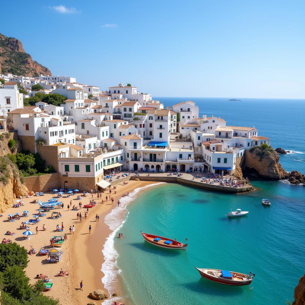 White-washed houses cascading down to the sea