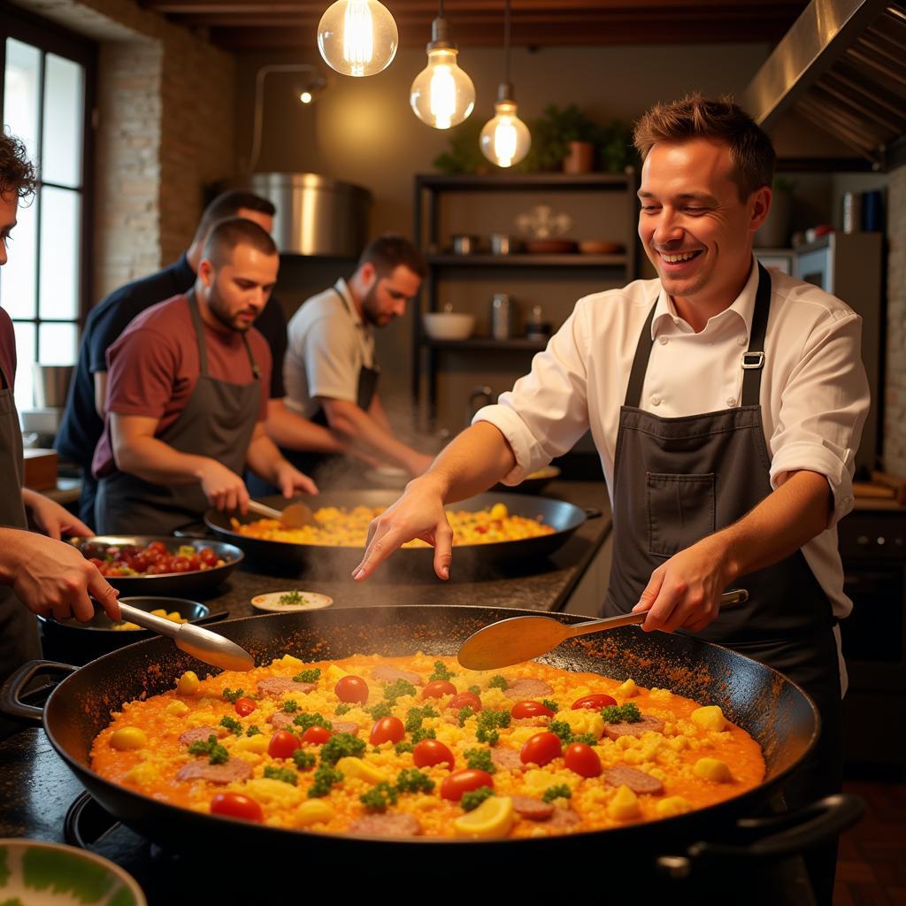 Learning to Prepare Paella in a Spanish Home Kitchen