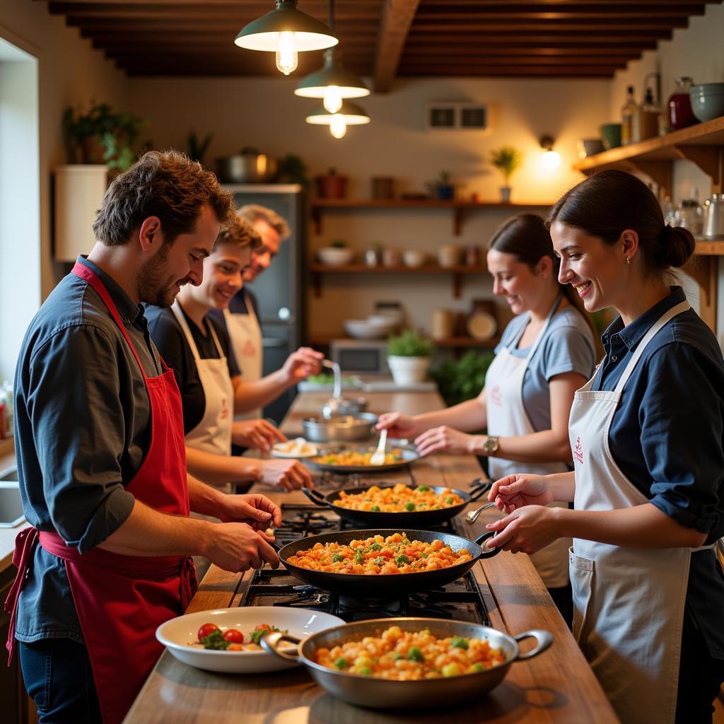 Guests Participating in a Spanish Cooking Class