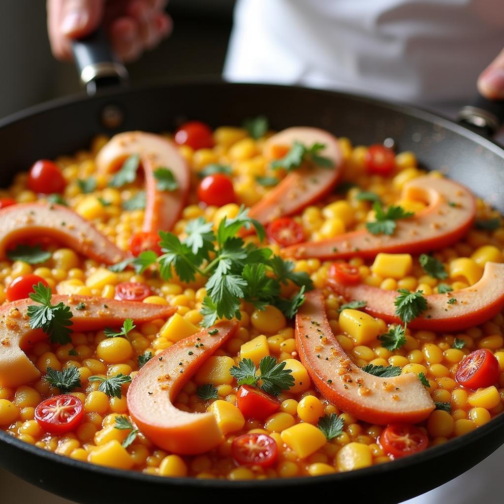 Learning to cook paella in a Spanish home