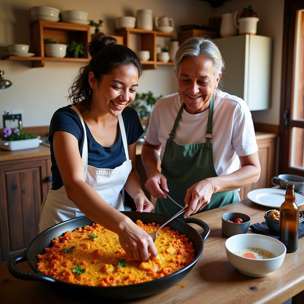 Learning to cook Paella with a local Dona