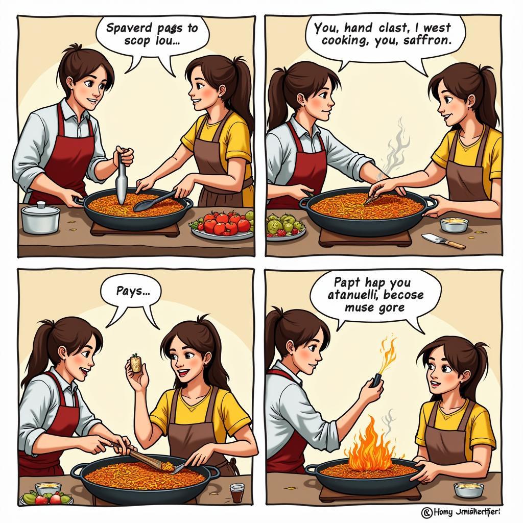 Learning to Cook Paella in a Spanish Kitchen - Comic Strip