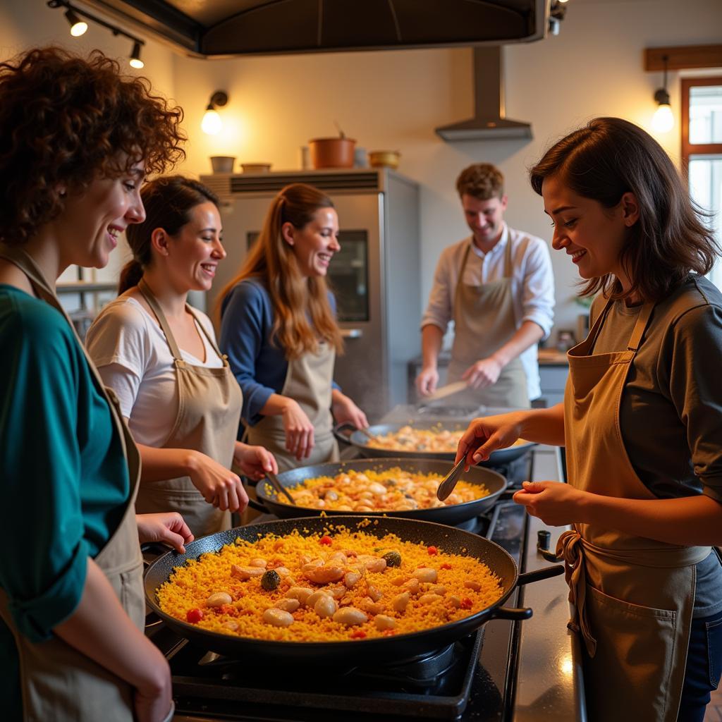 Immersive Spanish cooking class focusing on paella