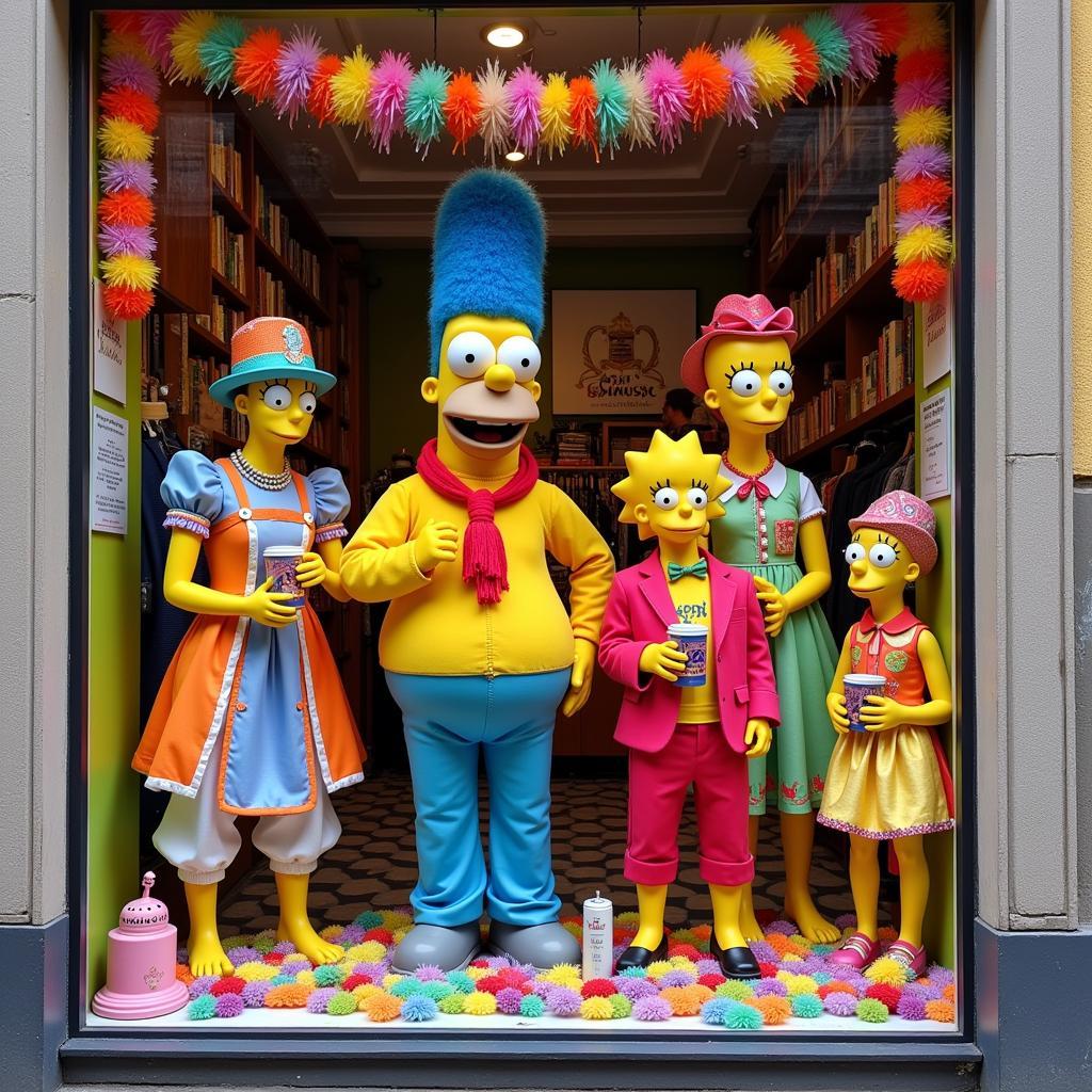 Costume Shop Window Displaying a Homer Simpson Costume