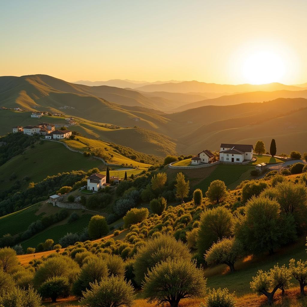 Sun-drenched hills of the Spanish countryside