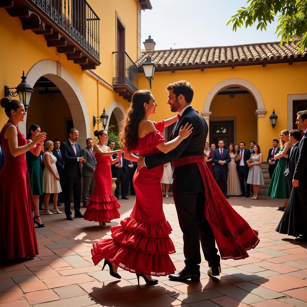 Couples enjoying a passionate flamenco performance