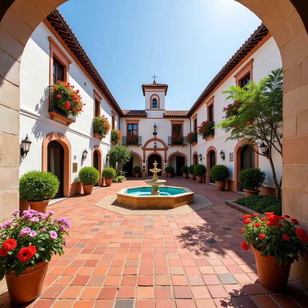 Traditional Spanish Courtyard with 360-Degree View