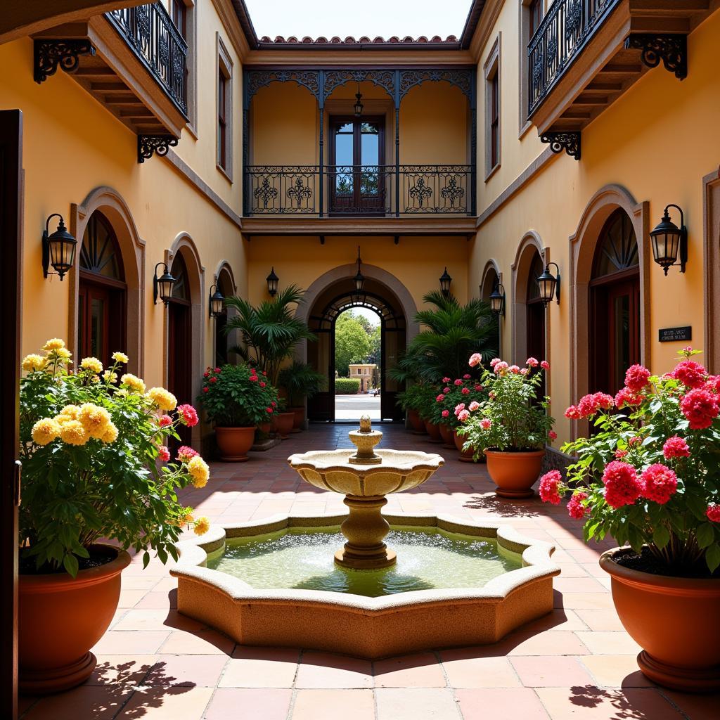 Sun-drenched Spanish Courtyard