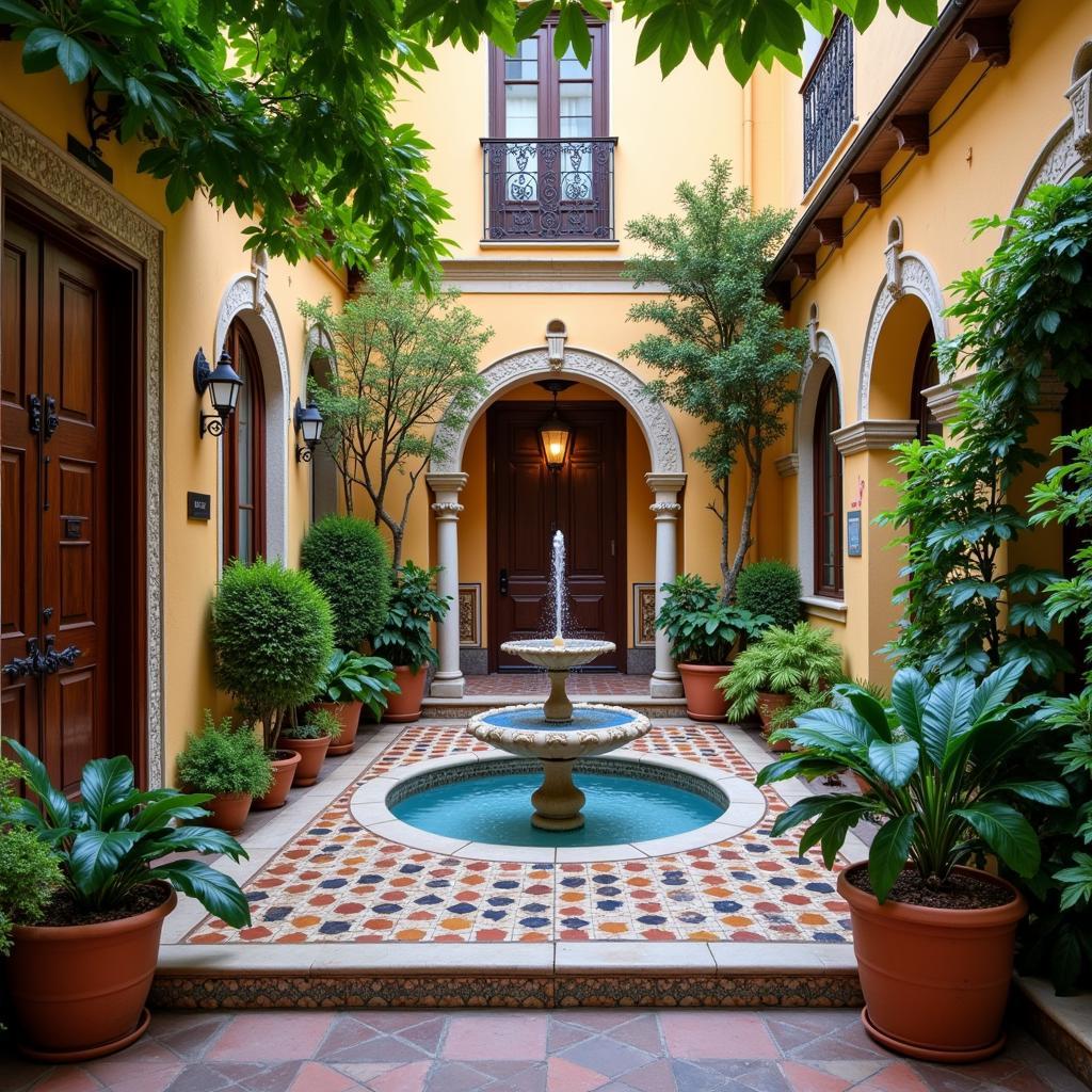 Relaxing in a Traditional Spanish Courtyard