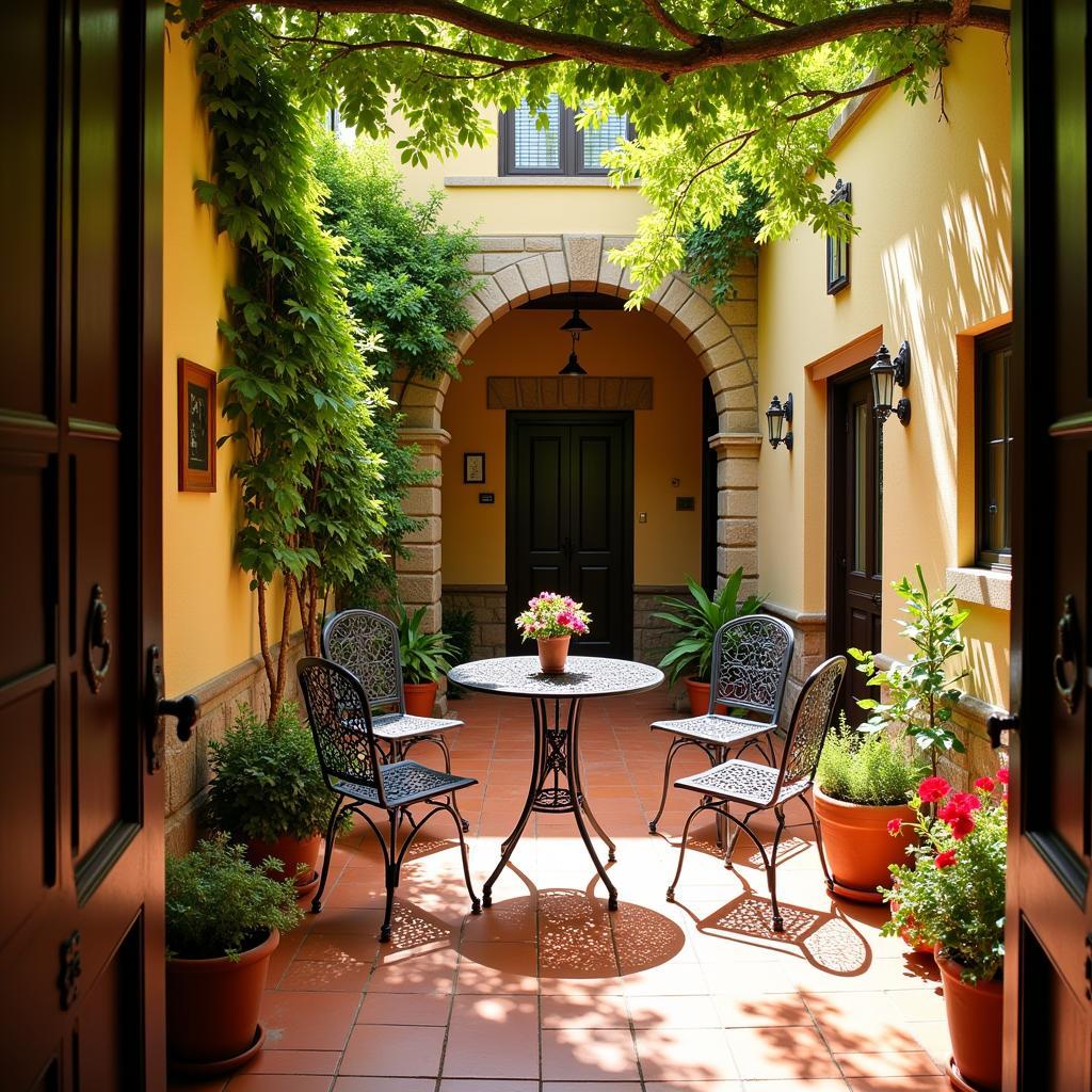 Sunny Spanish Courtyard