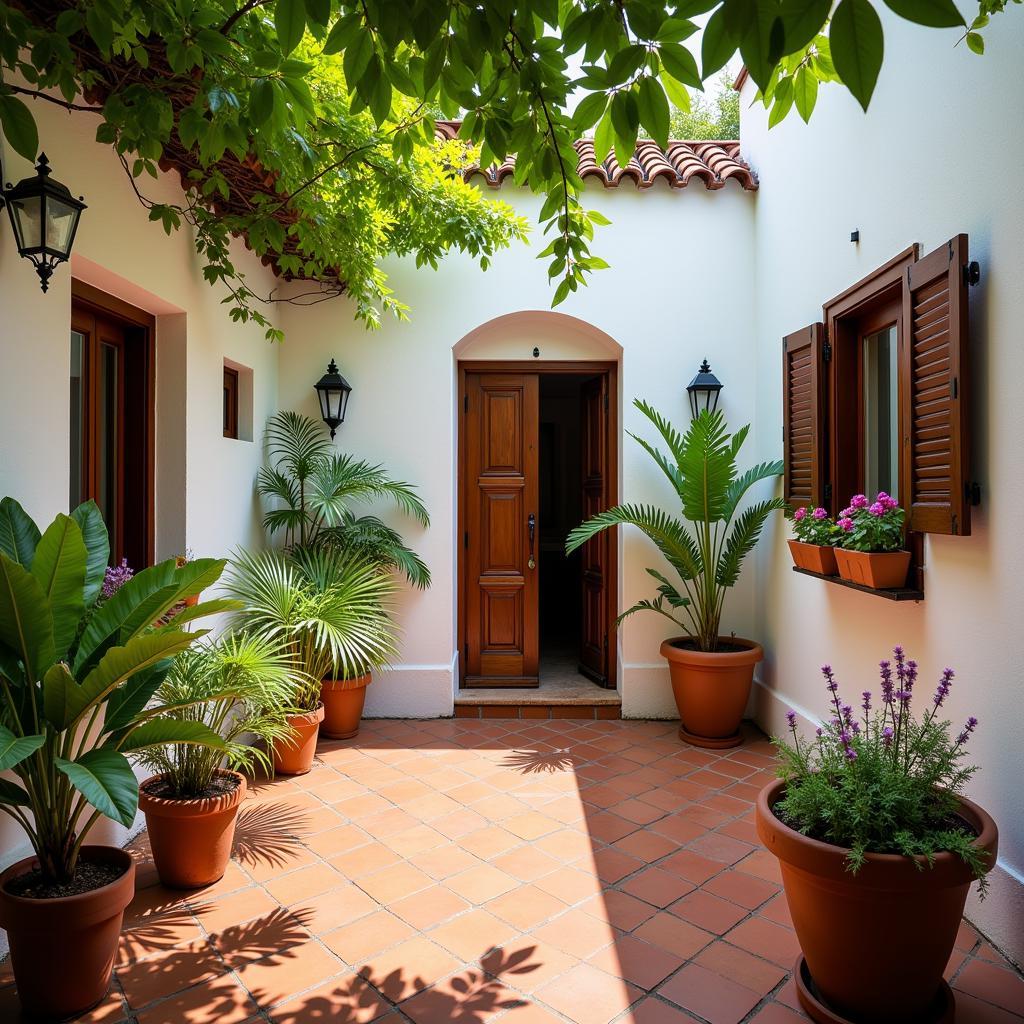 Tranquil Spanish Courtyard Bathed in Sunlight