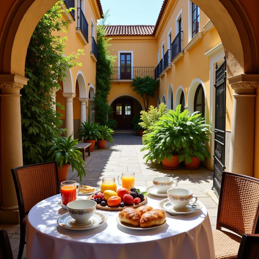 Breakfast in a Spanish courtyard