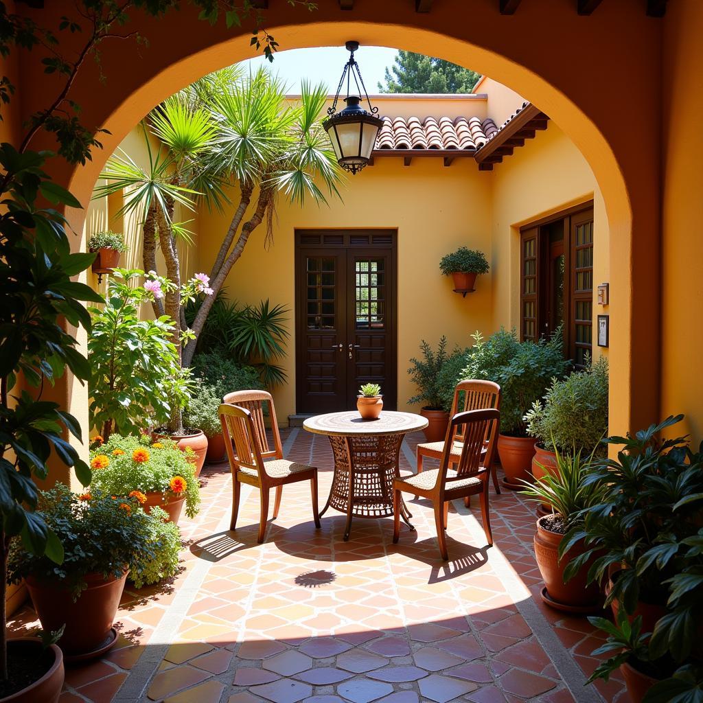 Traditional Spanish courtyard in an Alborada home