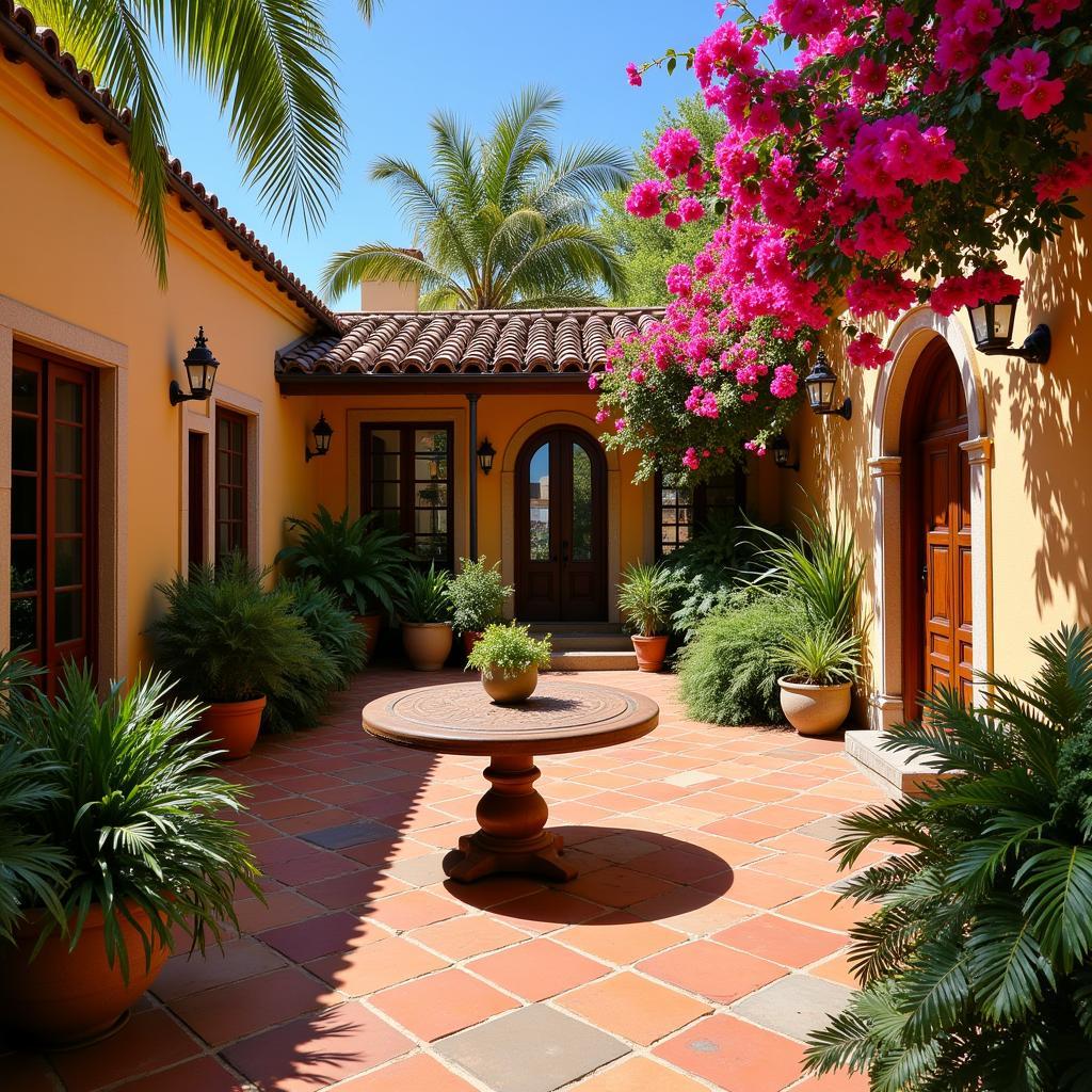 Traditional Spanish courtyard in an arroyo home