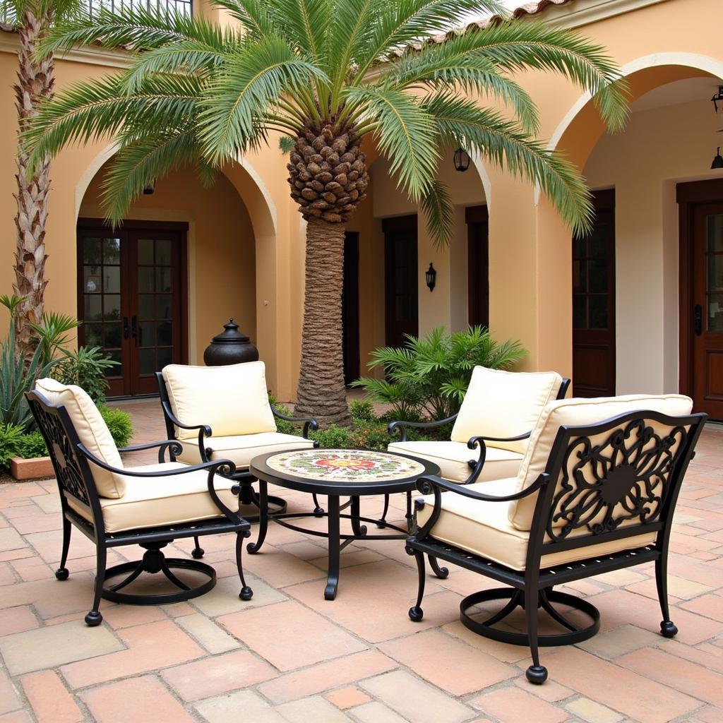 A Spanish courtyard with Baul Zara Home furniture