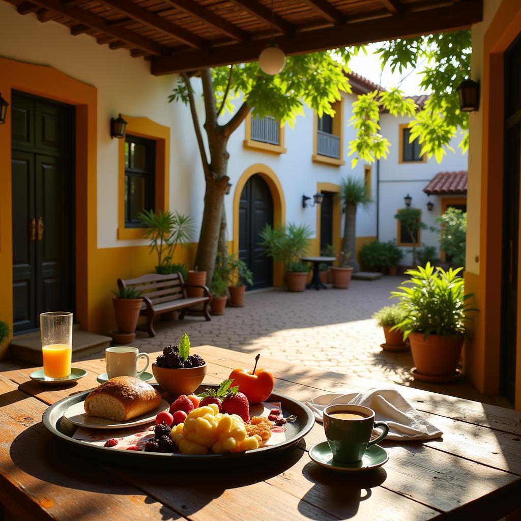 Breakfast in a Spanish Courtyard