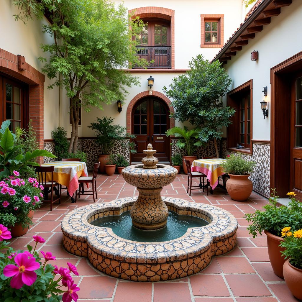 Spanish Courtyard with Colorful Textiles