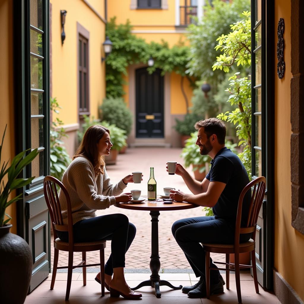 Conversation in a Spanish Courtyard