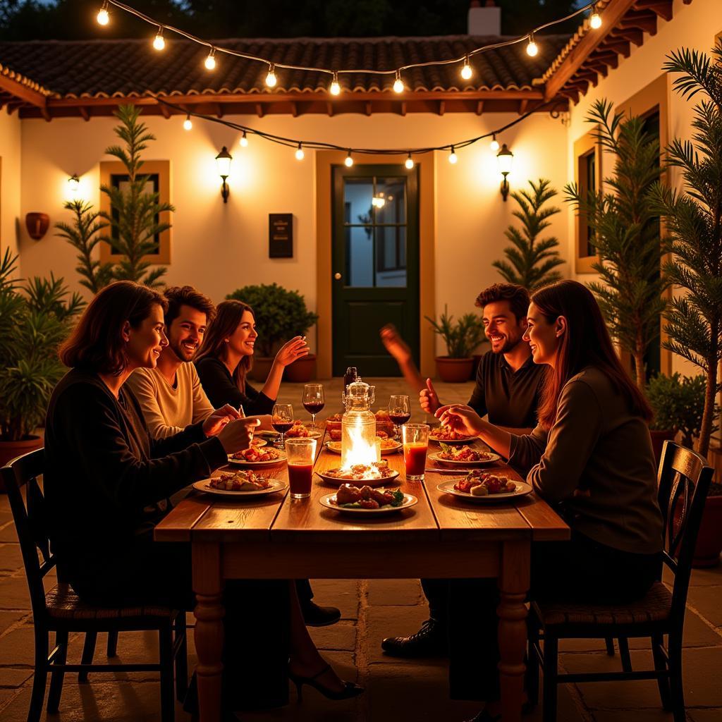 Alfresco dining in a private Spanish courtyard