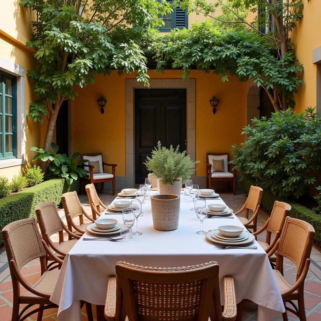 Dining al fresco in a charming Spanish courtyard