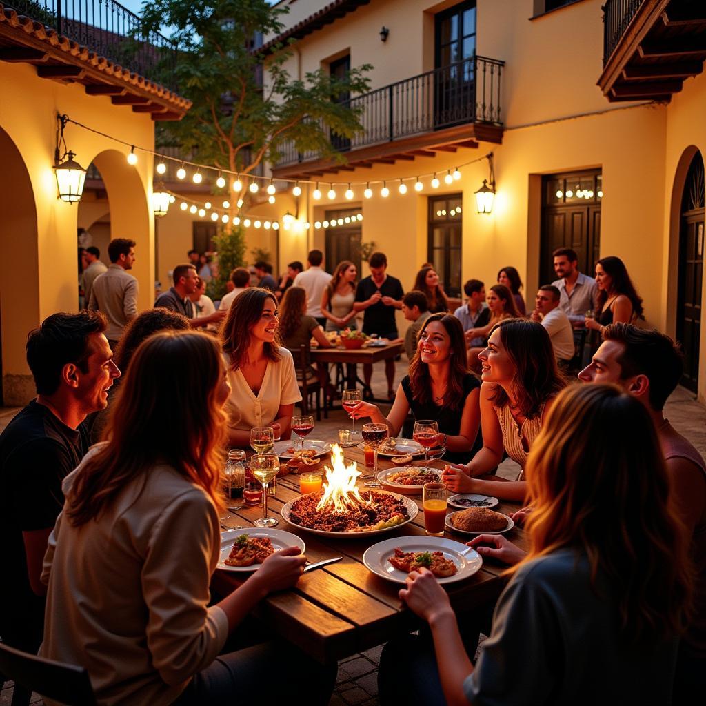 Gathering in a Spanish Courtyard