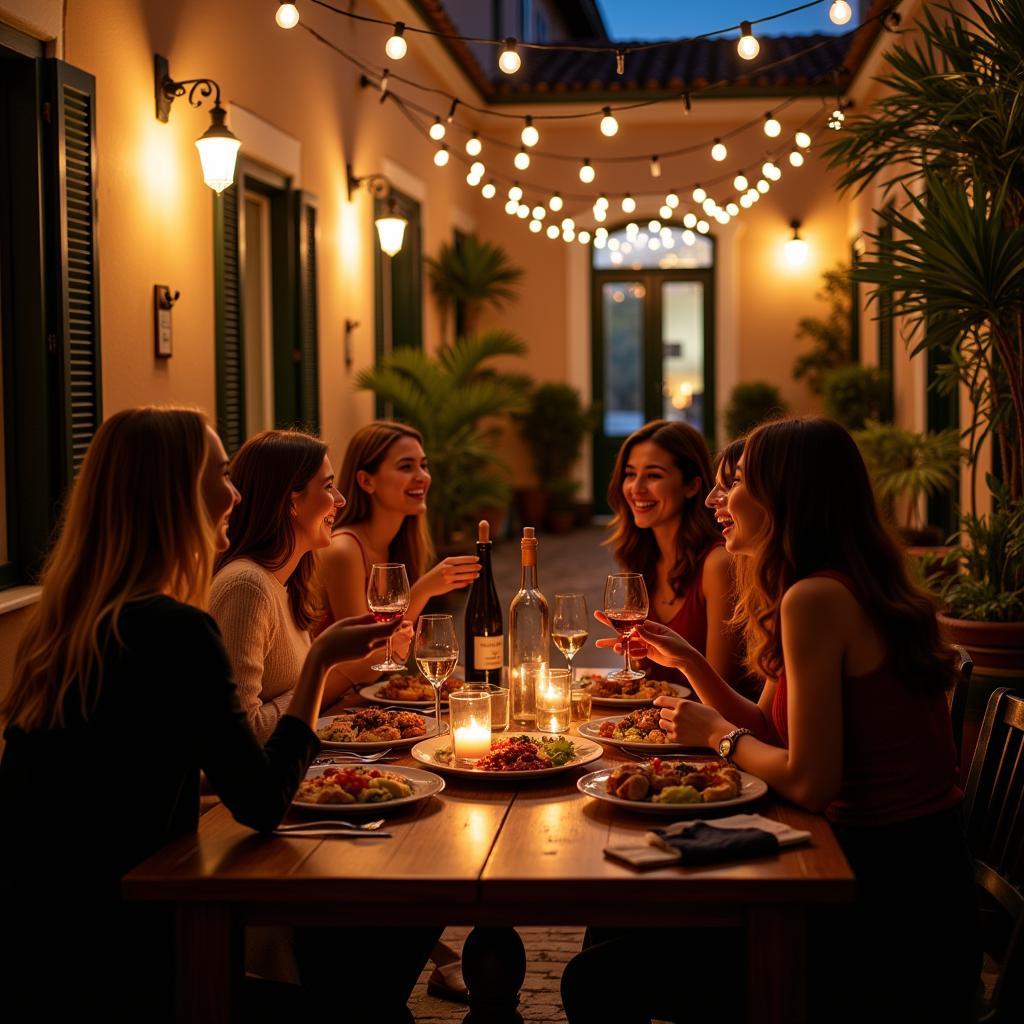 Gathering in a Spanish Courtyard