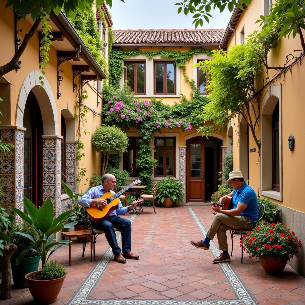 Relaxing in a "we home" courtyard