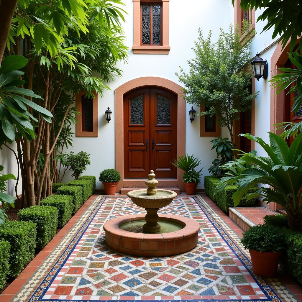 A vibrant Spanish courtyard in a traditional home