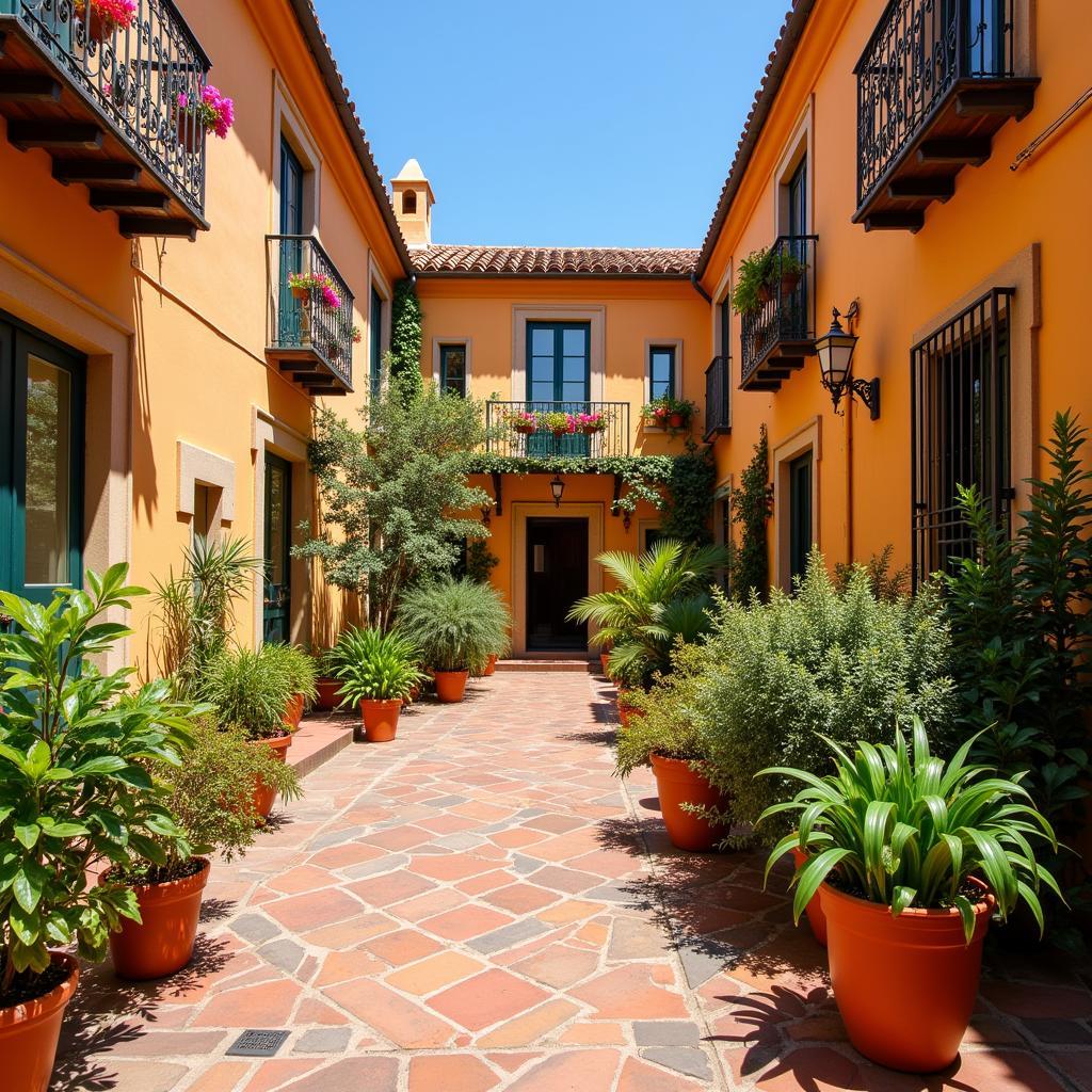 A charming Spanish courtyard in a homestay