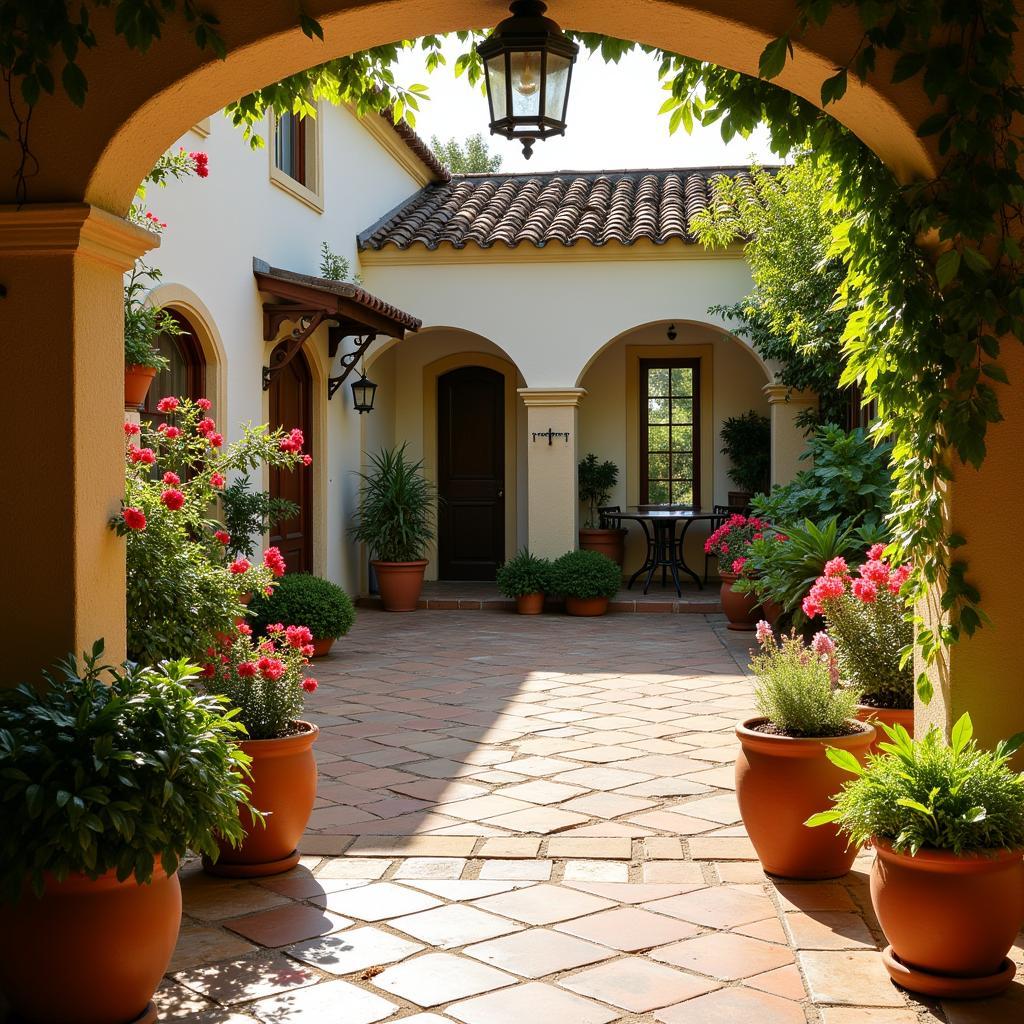 A charming Spanish courtyard in a local homestay