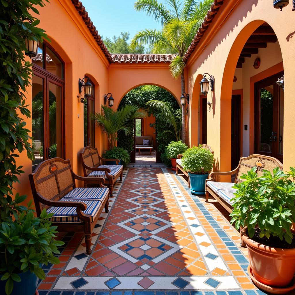 Cozy courtyard of a Spanish homestay